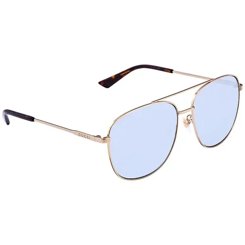 Kính Mát Gucci Light Blue Aviator Unisex Sunglasses GG0410SK 005 61